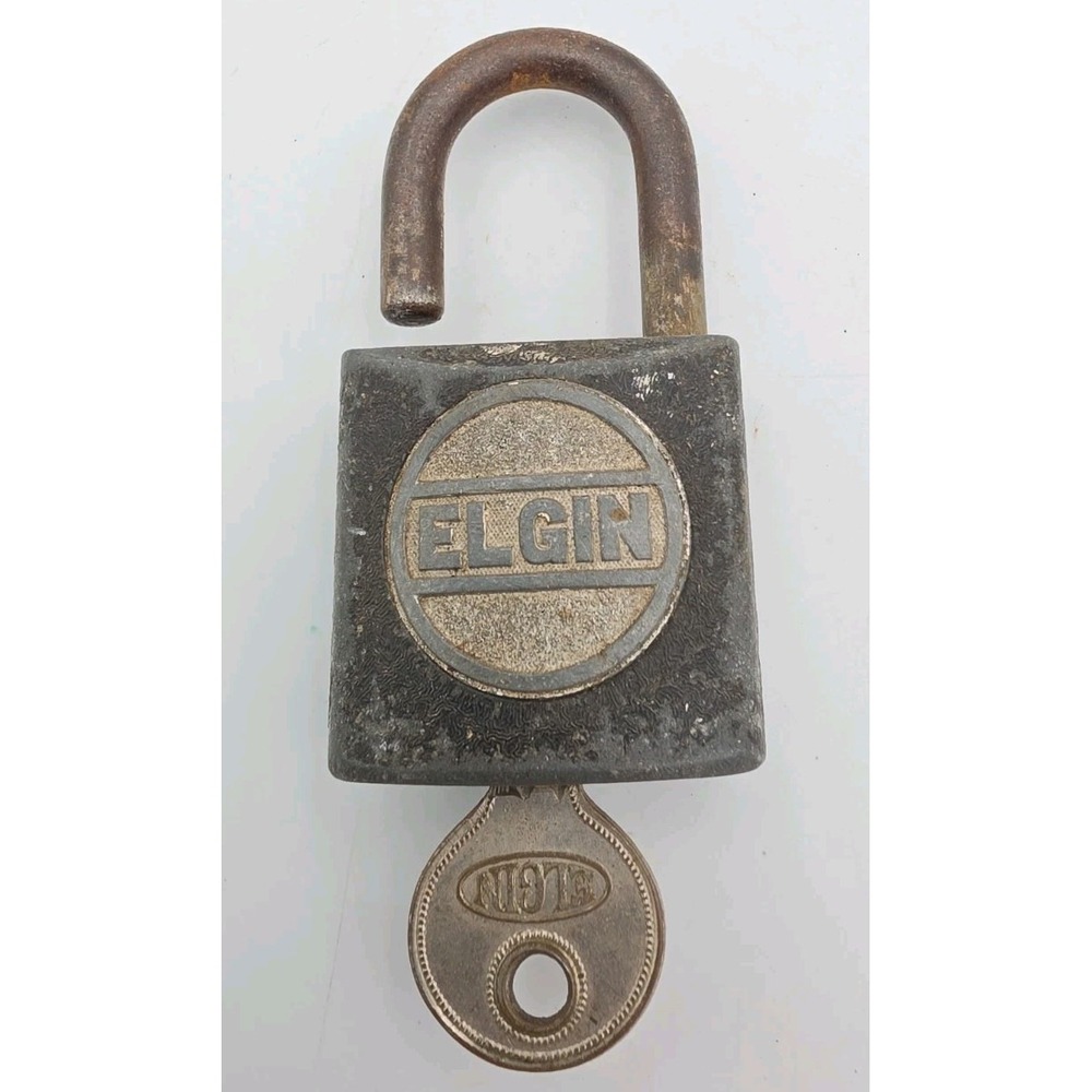 Vintage ELGIN PADLOCK WITH KEY Works 3 x 1 1/2 inches BL 611 on Lock and Key